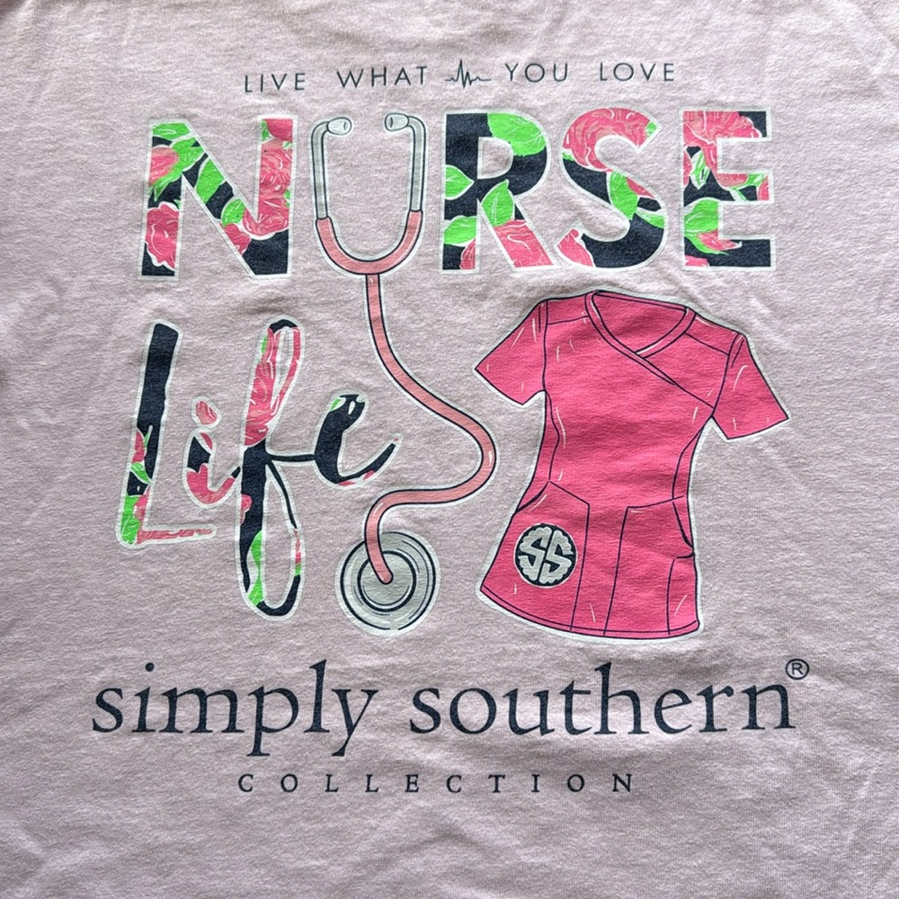 Simply Southern Nurse Life Pink Graphic Tee Size XL EUC - Picture 4 of 6